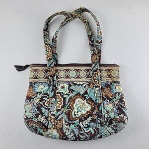 Vera Bradley Java Blue Shoulder Bag Purse Retired Original Pattern Brown